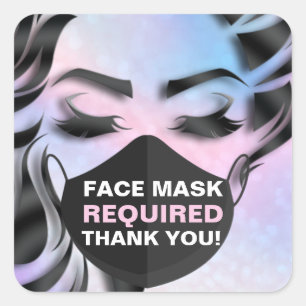 Mask som täcker den kosmetolog Hair Nai som krävs Fyrkantigt Klistermärke