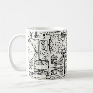 Mask: Sömlösa tekniska maskiner. Kaffemugg
