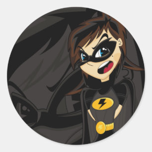 Mask Superassistance Girl Sticker Runt Klistermärke