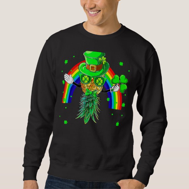 Mask Swinger Upp och Ner Pineapple St Patrick's Da Lång Ärmad Tröja (Framsida)