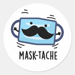Mask-tache Funny Mask Mustache Pun Runt Klistermärke