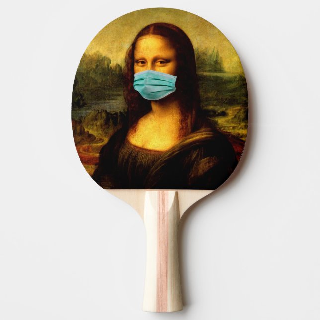  Mask till ansikte. Mona Lisa i karantän. Lustigt  Pingisracket (Framsidan)