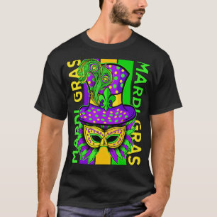 Mask Top hat Fluer De Lis, Mardi Gras 2023 Celebra T Shirt
