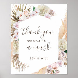 Mask vid Bröllop Pampas Grass-tecken Poster