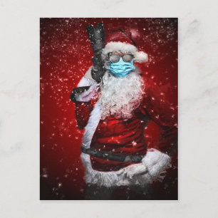 Mask Wearing Jultomten för jul Vykort