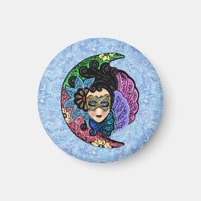 Mask Woman och Crescent Måne Magnet (Framsidan)