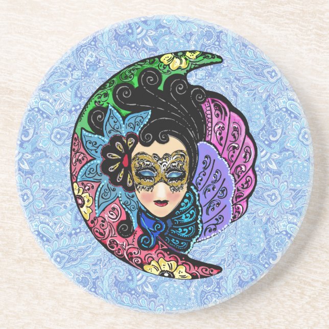 Mask Woman och Crescent Måne Underlägg (Framsidan)