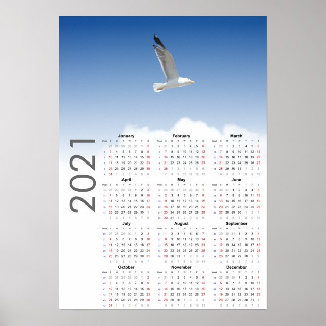 Måskalender 2021 Poster - Söndag först (Framsidan)