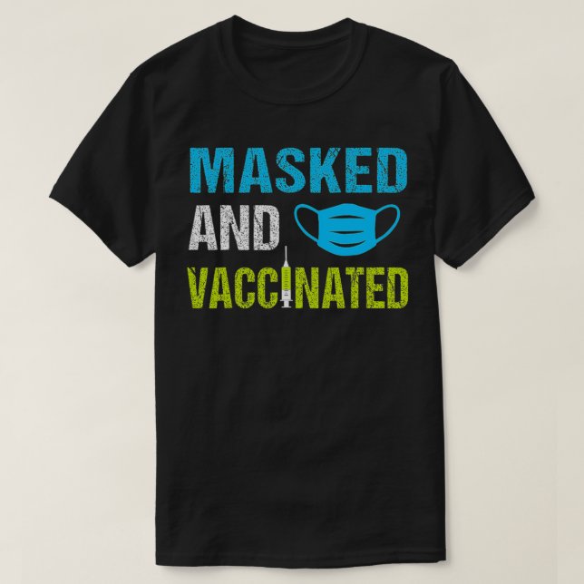 Maskat och vaccinerat t shirt (Design framsida)