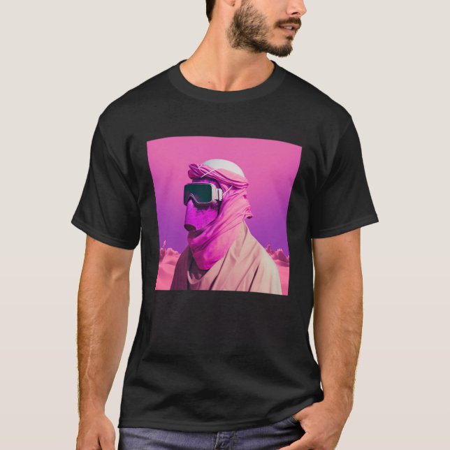 Masked Arab in a Vaporwave Desert Retrowave style T Shirt (Framsida)
