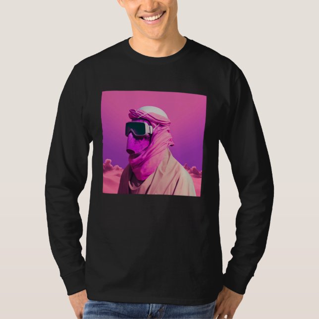 Masked Arab in a Vaporwave Desert Retrowave style T Shirt (Framsida)
