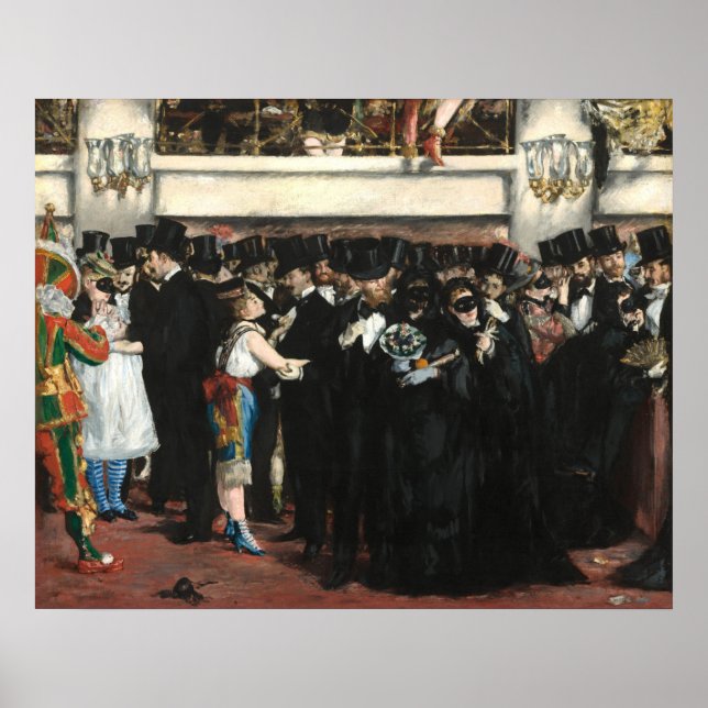 Masked Ball at the Opera - Edouard Manet Fine Art Poster (Framsidan)