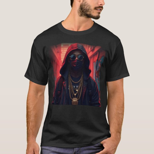 Masked Street Rapper with Gold Chains Urban Graf g T Shirt (Framsida)