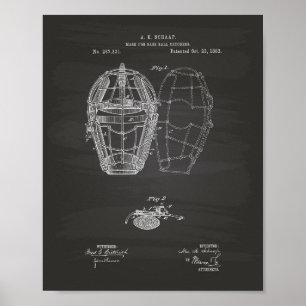 Masken Baseball Catcher 1883 patent - kartong Poster