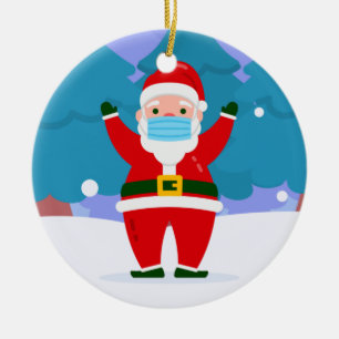 masken god jul ansikte jultomten julgransprydnad keramik