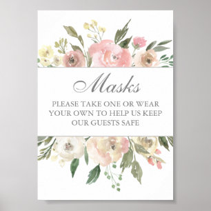 Masker Covid Safety Elegant Blommigt Bröllop Poste Poster
