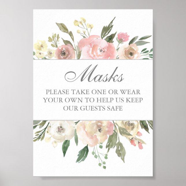 Masker Covid Safety Elegant Blommigt Bröllop Poste Poster (Framsidan)