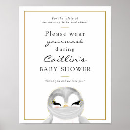 Masker obligatoriska Penguin babyskylt Poster