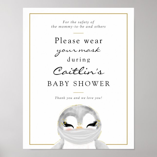 Masker obligatoriska Penguin babyskylt Poster (Framsidan)