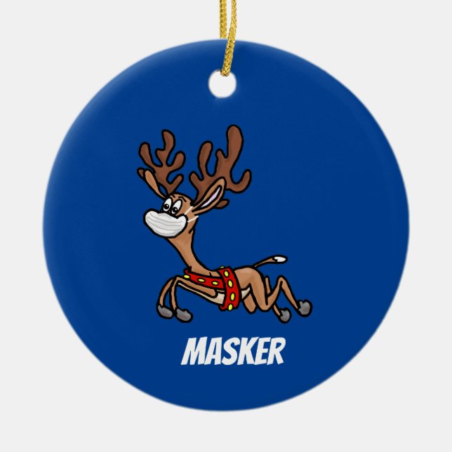 Masker: Reindeer-julprydnaden Julgransprydnad Keramik (Framsidan)