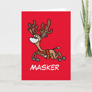 Masker, Santa's Newest COVID-19 Reindeer Card Helgkort