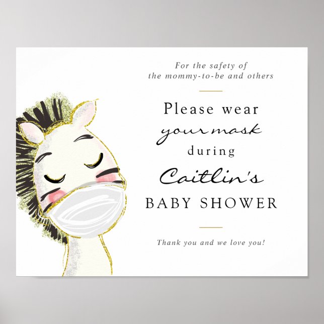 Masker som krävs Baby Zebra Shower-signatur Poster (Framsidan)