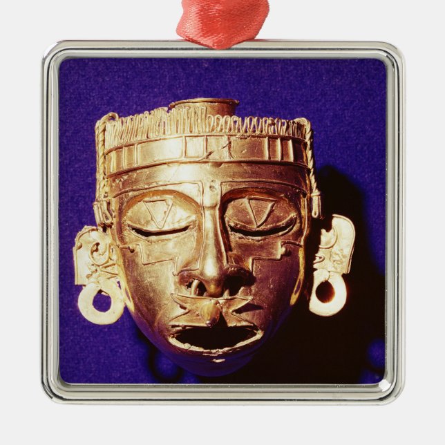 Maskera av guden Xipe Totec Julgransprydnad Metall (Framsidan)
