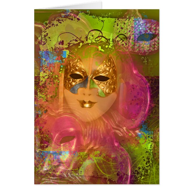 Maskera det venetian maskeraddräktpartyet hälsningskort (Framsidan)