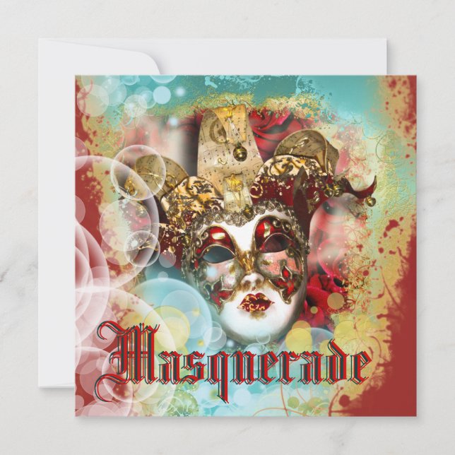 Maskera för mardigras för maskeraden det venetian inbjudningar (Framsida)