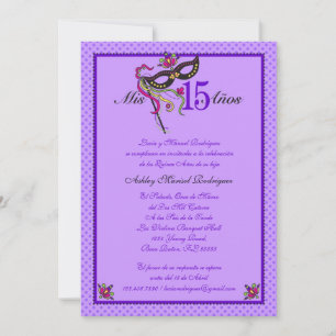 Maskera inbjudan för 15 Quinceañera