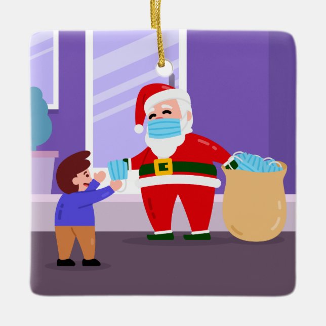 maskera jultomten god jul ansikte julgransprydnad keramik (Framsida)