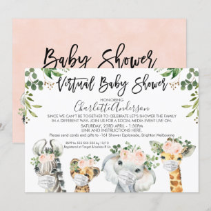 Maskera Safari Animals Virtuella babyvisningsprogr Inbjudningar