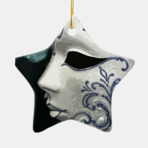 MASKERAD 2 (blått) Julgransprydnad Keramik