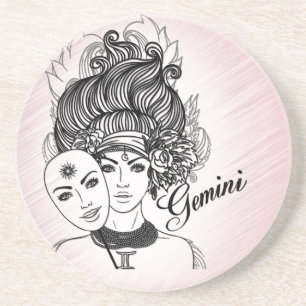 Maskerad dam Gemini Zodiak Symbol och tecken Rosa Underlägg