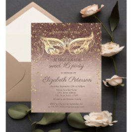 Maskerad Diamanter Glitter Sweet 16 Inbjudan Vykort