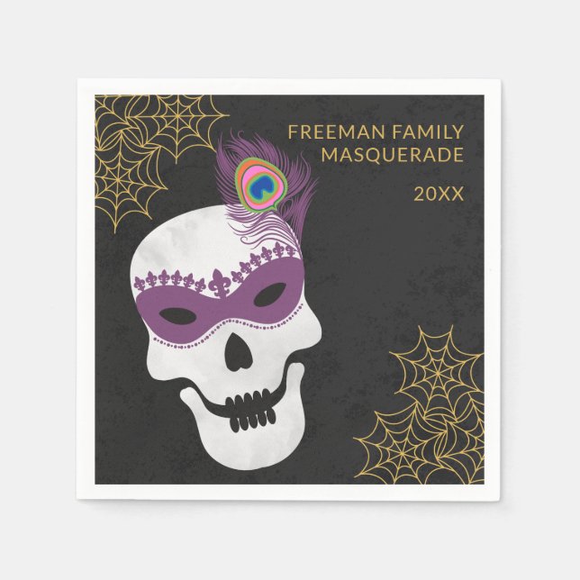 Maskerad Dödskalle Halloweenfest Servett (Framsidan)