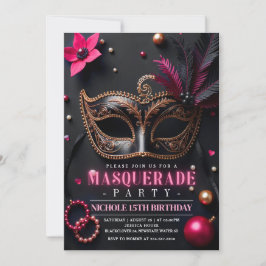 Maskerad Elegant Rosa Inbjudan Party