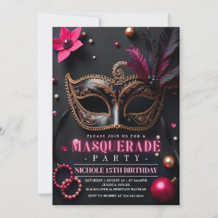 Maskerad Elegant Rosa Inbjudan Party