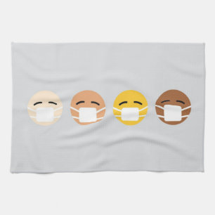 Maskerad Emoji Ansikte Mask Up COVID Kökshandduk