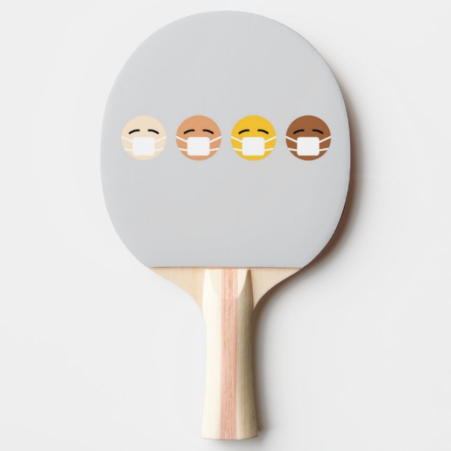 Maskerad Emoji Ansikte Mask Up COVID Pingisracket (Framsidan)