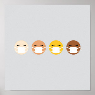 Maskerad Emoji Ansikte Mask Up COVID Poster