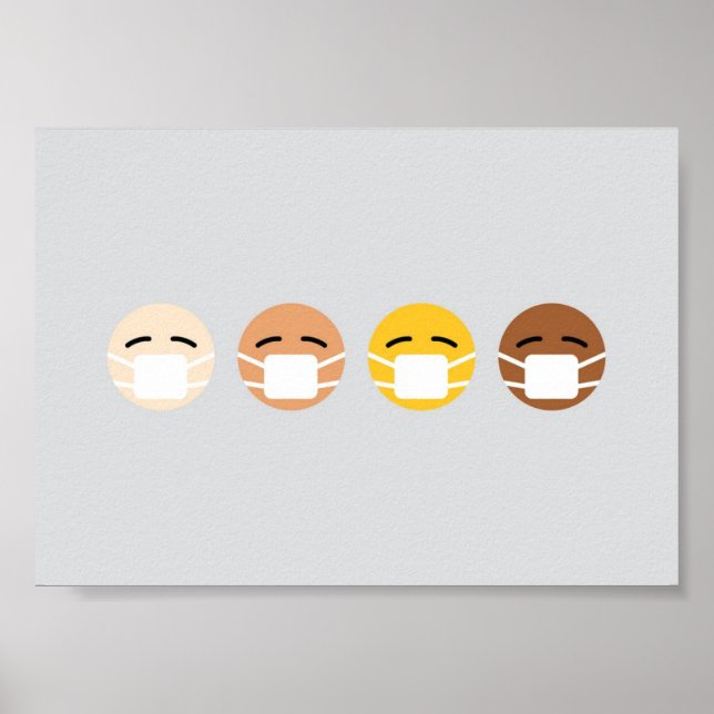 Maskerad Emoji Ansikte Mask Up COVID Poster (Framsidan)