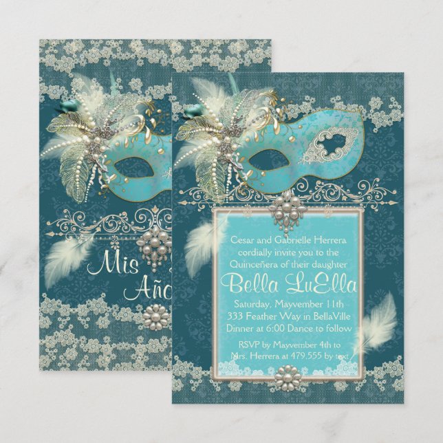 Maskerad Födelsedagsfest Inbjudningar (Fram/baksida)