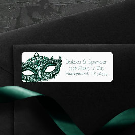 Maskerad Grönt-mask | Vibrant Emerald Adress Returadress Etikett