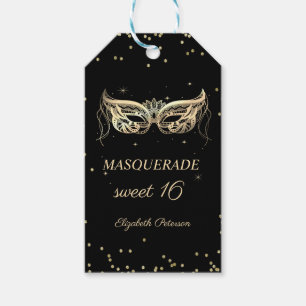 Maskerad Guld Diamanter Sweet 16 Presentetikett