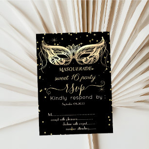 Maskerad Guld Diamanter Sweet 16 RSVP Inbjudningar