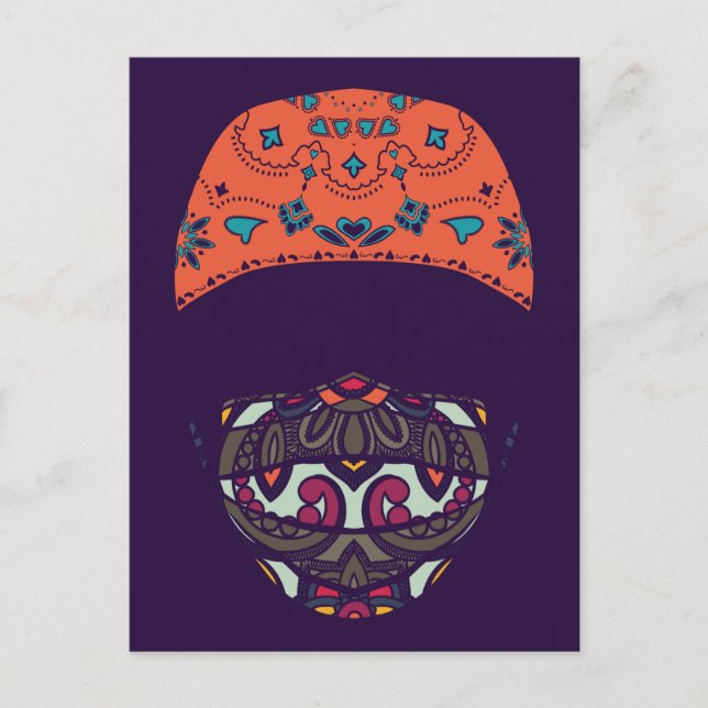 maskerad i paisley vykort (Framsida)