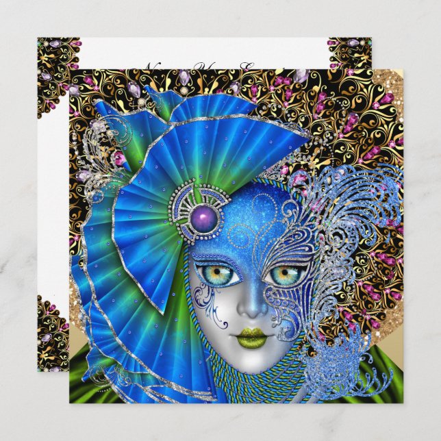 Maskerad Inbjudan (Fram/baksida)