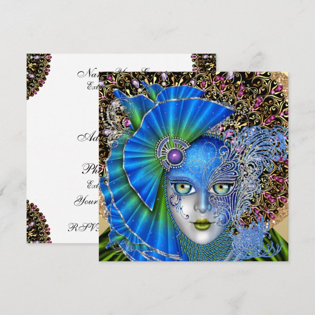 Maskerad-inbjudan Inbjudningar (Fram/baksida)