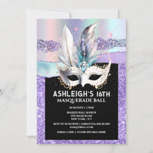 maskerad iridescent Venetian mask girglam Inbjudningar